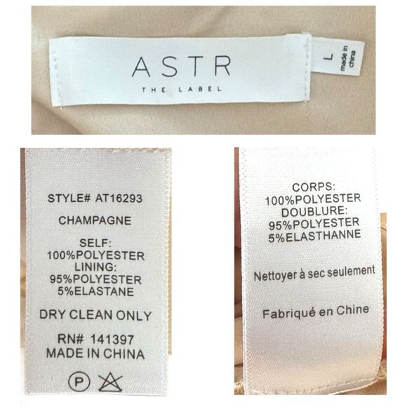 ASTR The Label Cream Satin Puff Sleeve Blouse Sz L - Picture 10 of 11